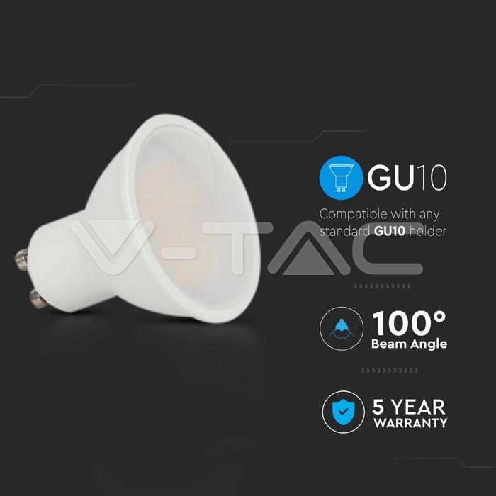 V-TAC faretto led gu10 10w chip samsung  110° copertura satinata