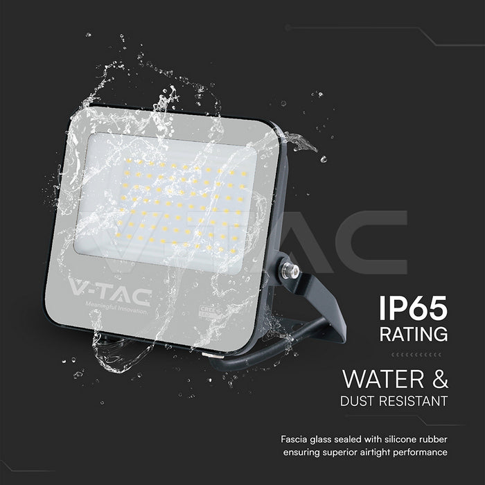 V-TAC 50W LED Proiettore Slim CREE CHIP Corpo Nero Grigio 6500K 135lm/W
