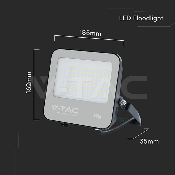 V-TAC 50W LED Proiettore Slim CREE CHIP Corpo Nero Grigio 6500K 135lm/W