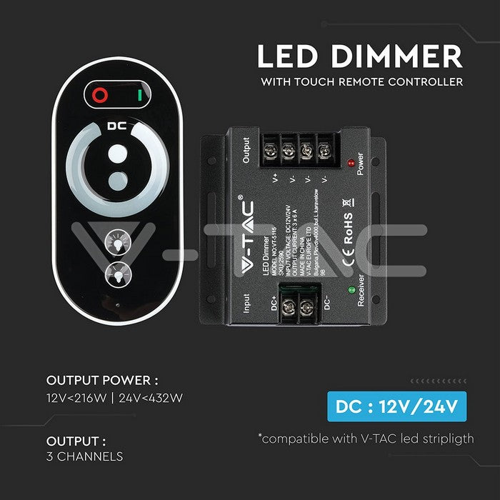 V-TAC Controller Strip Led Monocolore Dimmer Touch