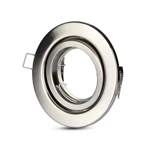 Portafaretto led da incasso rotondo gu10 e gu5.3 (mr16) colore nichel satinato orientabile