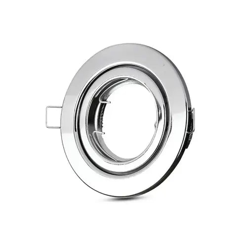 Portafaretto led da incasso rotondo gu10 e gu5.3 (mr16) colore cromato con orientabile