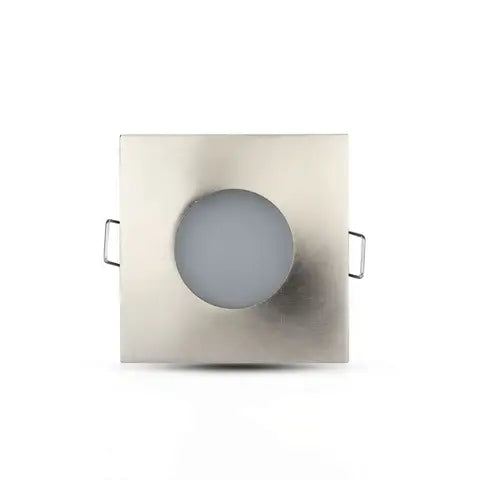 Portafaretto led da incasso quadrato gu10 e gu5.3 (mr16) colore nichel satinato ip54