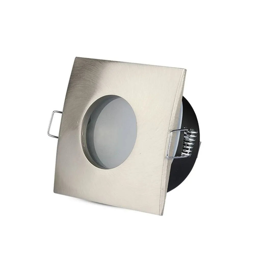 Portafaretto led da incasso quadrato gu10 e gu5.3 (mr16) colore nichel satinato ip54