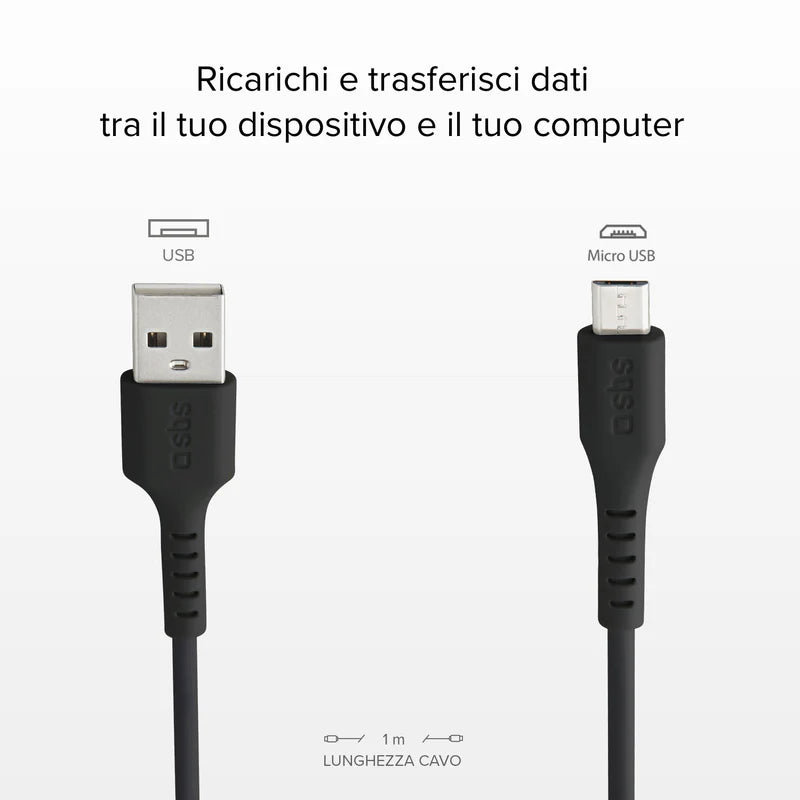 SBS Cavo dati e ricarica USB 2.0 - Micro USB