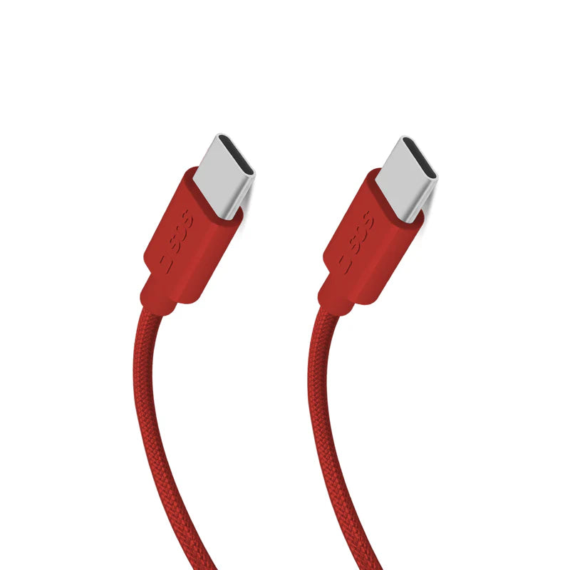 SBS  Cavo USB-C - USB-C ROSSO in tessuto con fermacavo 1.5 metri