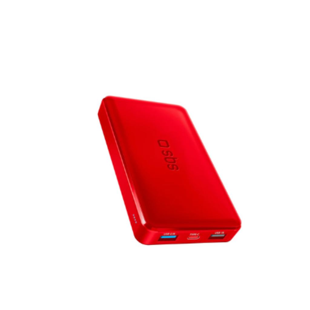SBS Power bank ROSSO 10.000 mAh extra slim con porta USB 2.1A Intelligent Charge