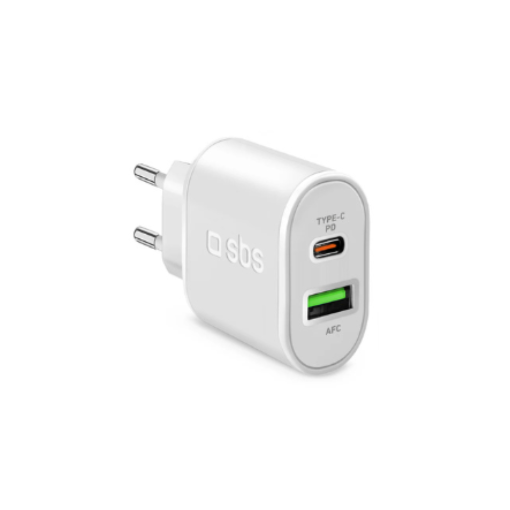 SBS Caricatore caricabatterie - Ricarica rapida con due porte USB-C 20W PD, adatto per MacBook Neo