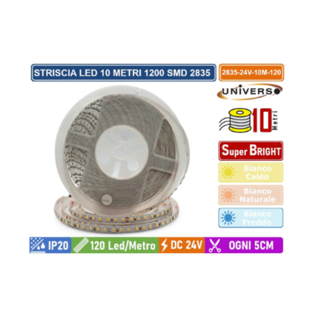 UNIVERSO Striscia Led 24Volt 120Led Metro smd 2835