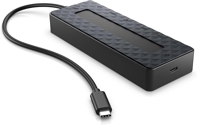 HP Hub Multi porta USB-C Universale, Compatibile con PC dotati di Porta USB-C, Power Delivery e DisplayPort, Nero